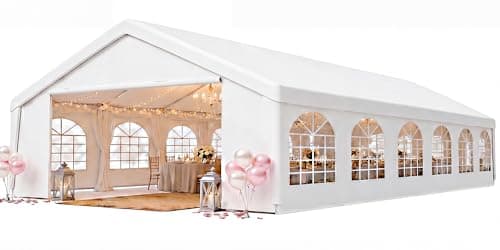 Aoxun 20x40 Party Tent Canopy for Weddings Waterproof Event Tent with Removable Sidewalls &Roll-up Door, Heavy-Duty Steel Frame for Outdoor Weddings, BBQ, Birthday Parties, & Camping,White