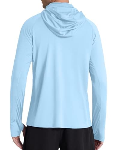 Roadbox UPF 50+ Sun Hoodie Men, Long Sleeve UV Protection Fishing Shirts with Mask, Lightweight Rash Guard for Hiking Outdoor