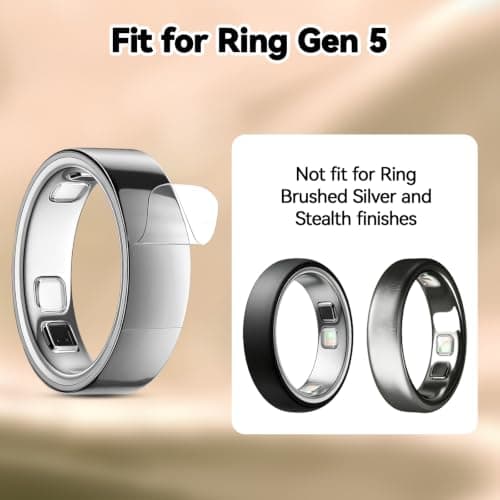 VANEST 5 Pack Ultra-Thin Clear Covers Compatible with Oura Ring Gen 5, Invisible Transparent Smart Ring Protectors Anti-Scratch Smart Rings Accessories Protective Film (Size 6)