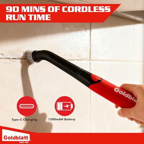 Goldblatt 18-Piece Cordless Electric Spin Scrubber Kit, Handheld Power Brush for Bathroom, Kitchen, Shower, Tile, Grout and Household Surfaces — view 4