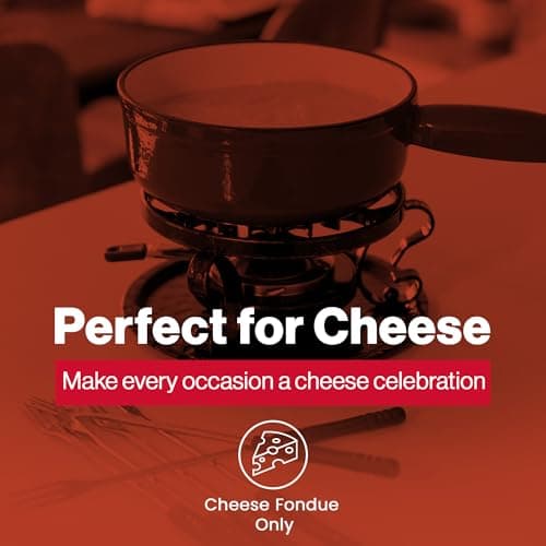 Swissmar Lugano Cast Iron Cheese Fondue Set, 9-Piece, 2 QT / 2 L - Ideal for Melting Cheese, Chocolates, Caramel, & More - Perfect for Kitchen Collection & Gift Giving - Cherry Red — view 2