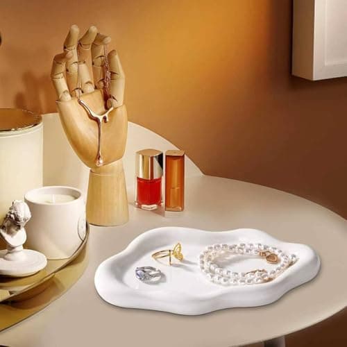Cloud Trinket Dish, Chubby Jewelry Tray, Plastic Jewelry Ring Trinket Dish for Rings Earrings Necklace Organizer, Mother's Day Thanksgiving Christmas Birthday Bridesmaid Gifts (White) — view 3