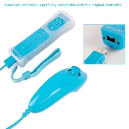 SWeien Nunchuck Controller, 2 Pack Nunchuck Controller Replacement for wii Nunchuck Controller Joystick Gamepad, Compatible with Nintendo Wii & Wii U Console（Pink & Blue） — view 3