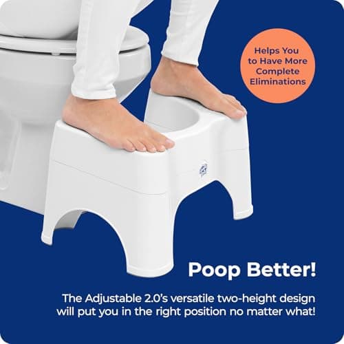 Squatty Potty The Original Bathroom Toilet Stool - Adjustable 2.0, Convertible to 7" or 9" Height with Removable Topper for Adults and Kids White — view 2