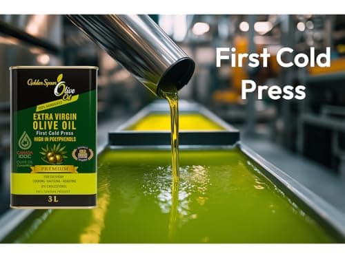 Golden Spoon Premium Extra Virgin Olive Oil 3L - Gold Medal Winner - Low Acidity (0.18%) – Cold Pressed from Chemlali olives (a traditional Tunisian variety), Rich in Polyphenols – Smooth, Fruity Taste - 100% Pure & Natural - 0% Cholesterol - Mediterranean Quality - Support Local Canadian Business – Everyday Use — view 4