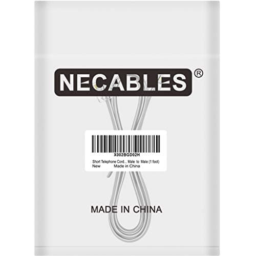 NECABLES Phone Cord 1ft Telephone Cord Phone Line Cord RJ11 6P4C Male to Male for Landline Phone and Fax - 1 Foot — view 3
