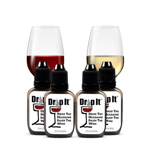 Drop It Original Wine Drops 4 Pack | Naturally Reduces Wine Sulfites and Tannins | Can Eliminate Wine Sensitivities, Allergies, and Histamines | Wine Wand Alternative | USA Made Wine Sulfite Remover