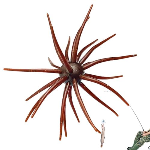 2Pc Sea Urchin Bait,Sea Bass Fishing Lures,Floating Simulation Seas Urchin Dice Baits for Bass Fishing,Artificial Squirm Fuzzy Fishings Soft Lure Bait Accessories for Saltwater Shore (Coffee, 3.54 in)