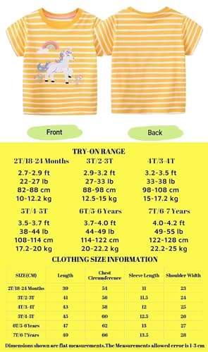 Winzik Girls Shirts Toddler Girl Short Sleeve T Shirt Kids Unicorn Tee Tops Summer Clothes 18M-7Y(5-6 Years, Unicorn Giraffe) — view 7
