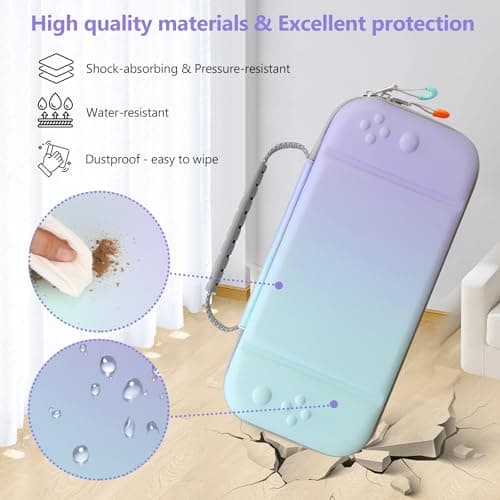 Supmay Carrying Case for Nintendo Switch 2(2025), Protective Hard Shell Portable Travel Carry Case Pouch Holds with 24 Game Cartridges and Mesh Pocket for Switch 2 Accessories, Fancy Purple Blue — view 4