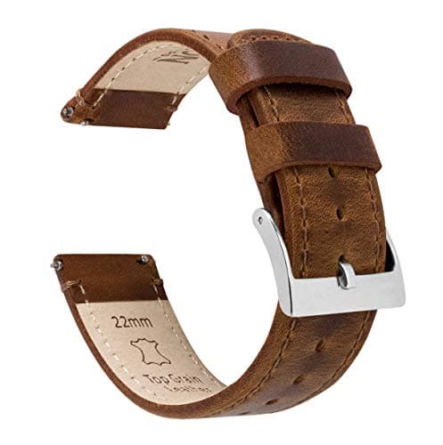 18mm Weathered Brown BARTON Quick Release Top Grain Leather Watch Band Strap