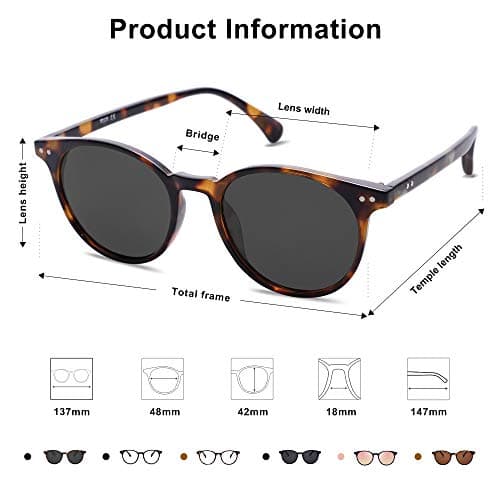 SOJOS Small Round Classic Polarized Sunglasses for Women Men Vintage Style — view 5