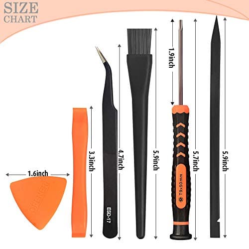 Cleaning Repair Tool Kit for PS4 PS5, TECKMAN TR9 Torx Security Screwdriver with PH00 PH0 PH1 Phillips Screwdriver Set for Sony Playstation 4,5 Main,Controller Tear Down and Dust Removal — view 4