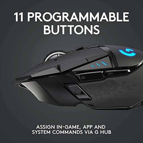 Logitech G502 Lightspeed Wireless Gaming Mouse with Hero 25K Sensor, PowerPlay Compatible, Tunable Weights and Lightsync RGB - Black — view 3