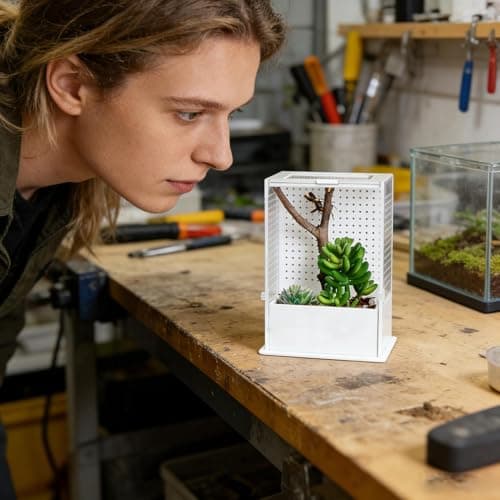 Praying Mantis Enclosure | Clear Acrylic Animal Tank,Reptile Habitat - for Jumping Spider Small Reptile Nesting Breeding Feeding