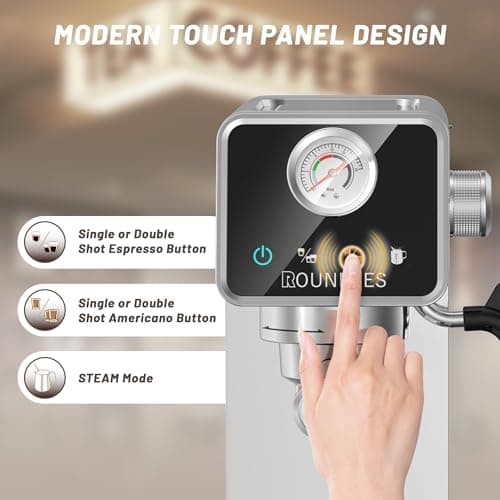 Rounexes 20 Bar Espresso Machine, Semi-Automatic Espresso Machine with Milk Frother, Compact Espresso Coffee Maker For Café-Quality Lattes and Cappuccinos at Home & Office, Brushed Silver