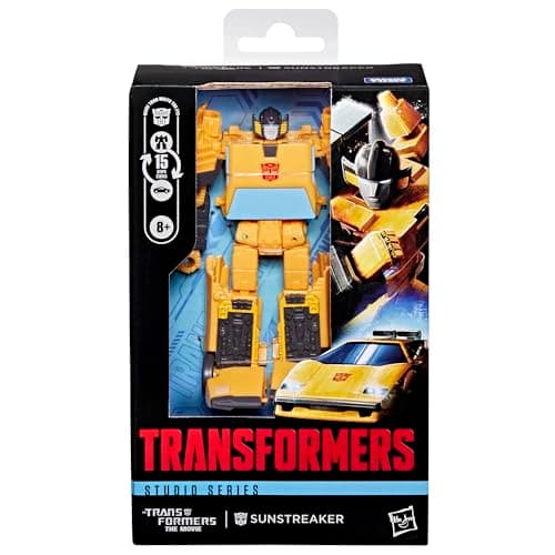 Transformers Studio Series The Transformers: The Movie Sunstreaker Deluxe Class 4.5-Inch Converting Action Figure, Robot Toys for Ages 8+