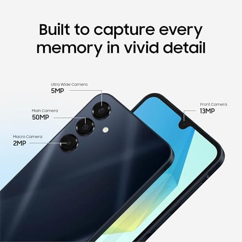 Samsung Galaxy A16 5G 128GB Cell Phone, Unlocked Android Smartphone, Large AMOLED Display, Durable Design, Super Fast Charging, Expandable Storage, US Version, 2025, Blue Black (Renewed) — view 2