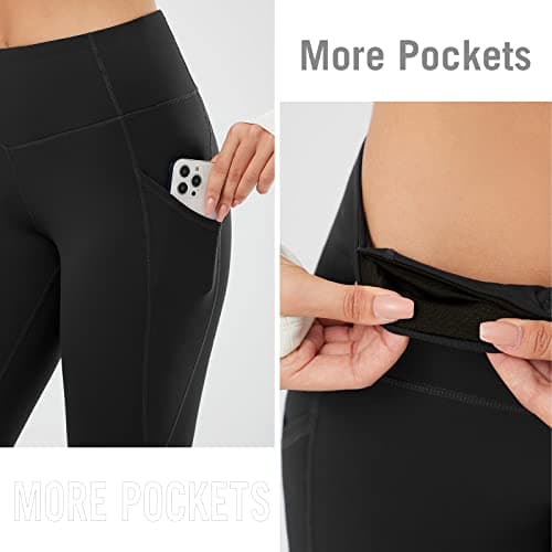 baleaf Women's Fleece Lined Leggings, High Waisted Black M — view 5