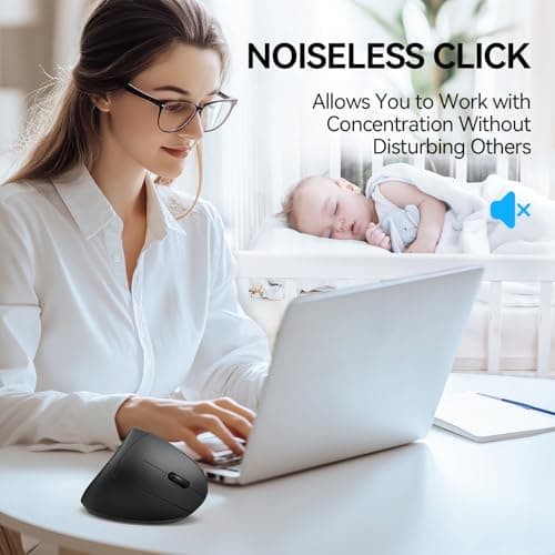 TECKNET Ergonomic Mouse, Wireless Bluetooth Vertical Mouse, 4800 DPI Optical Tracking, 6 Adjustable DPI, Quiet Clicks, 2.4GHz with USB A Receiver, 12 Months Battery, 6 Buttons, Wide Compatibility — view 7