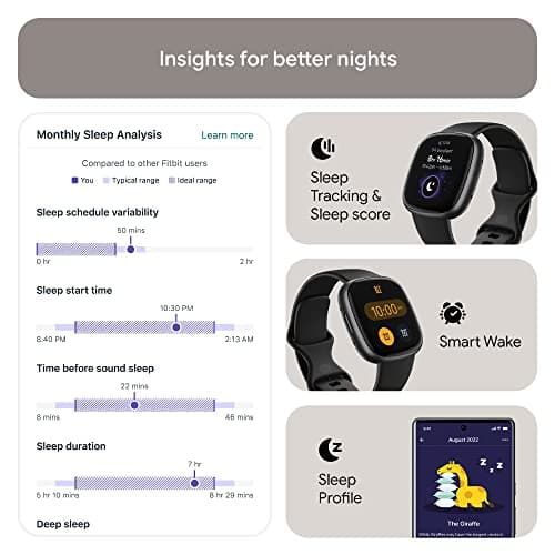 Google Fitbit Versa 4 Fitness Smart Watch for Men and Women with Daily Readiness, Gps, 24/7 Heart Rate, 40+ Exercise Modes, Sleep Tracking and More, Black/graphite, One Size (S and L Bands Included — view 2