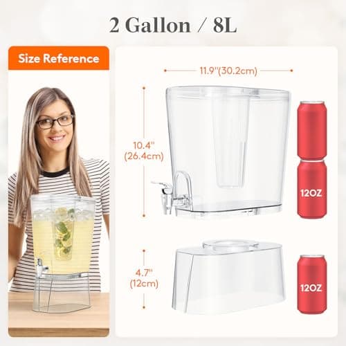 Lifewit 2 Gallon Drink Dispenser for Parties, Large Plastic Beverage Container with Fruit Infuser & Leak-Proof Spigot, BPA Free Water Pitcher for Juice/Tea/Lemonade - Ideal for Bar & Outdoor, 2 Pcs — view 2
