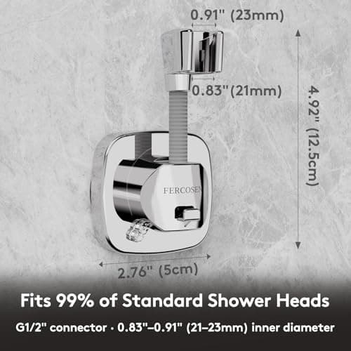 FERCOSEN Shower Head Holder with Suction | 360° Swivel | Black — view 4