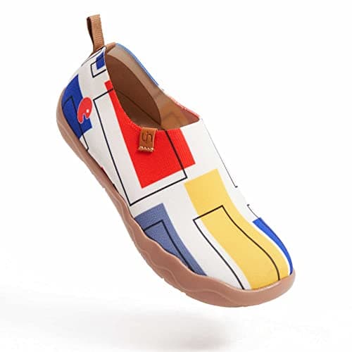 UIN Men's Loafers Lightweight Knitted Sneakers Walking Casual Slip Ons Funny Style Art Painted Travel Shoes Color Cubes (11.5) — view 4