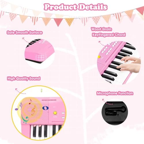 37 Keys Kid Toddler Toy Piano Keyboard Electric Pianos with Microphone — view 4