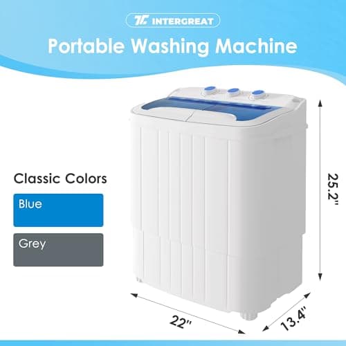 INTERGREAT Portable Washing Machine, 18lbs Twin Tub Portable Washer with Spin Cycle and Dryer, Semi-automatic Washer Machine Combo for Dorms, Apartments, Grey White — view 2