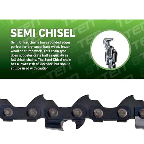 8TEN Semi Chisel Chainsaw Chain 16 Inch .063 .325 62DL for Stihl 025 MS 230 241 250 251 (1 Pack) — view 3