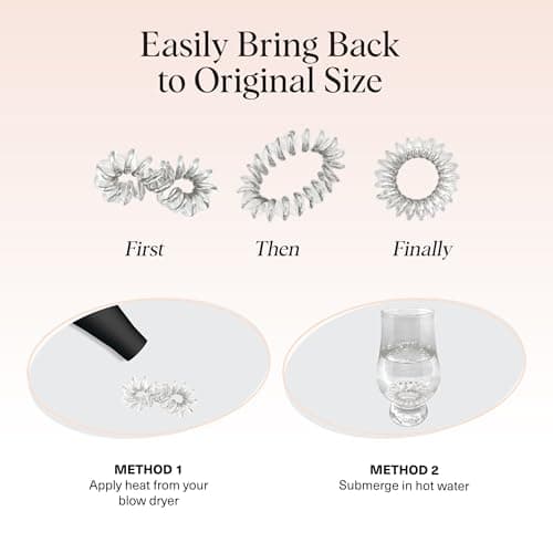 Kitsch Spiral Hair Ties for Women – Coiled Plastic Hair Ties No Damage, Ponytail Holders for Thick and Thin Hair – Creaseless and Dent-Free, Phone Cord Style - Clear, 8 Pcs — view 3