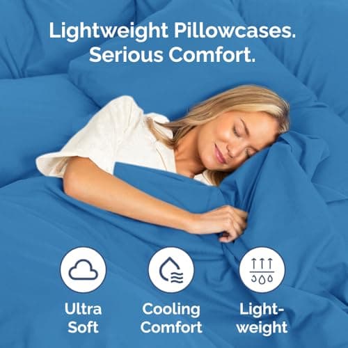 Queen Pillow Cases Set of 2 - Ultra Soft Hotel Quality Pillowcase Covers - Comfy, Cozy & Wrinkle Free - Shrink, Stain & Fade Resistant - Machine Washable Pillow Protectors - 2 Piece Set - Royal Blue — view 2