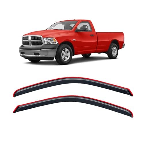 in-Channel Rain Guards for 2009-2018 Dodge Ram 1500 Standard Cab, 2010-2025 Ram 2500 & 3500 Regular Cab, 2019-2024 Ram 1500 Classic, Window Visor Shields Vent Deflector Shade Wind Dark Smoke, 2PCS