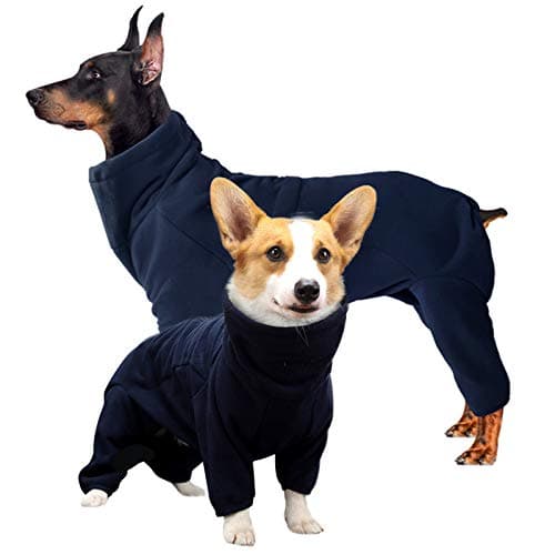 ROZKITCH Dog Fleece Jacket, Pet Windproof Warm Cold Weather Jacket Vest Cozy Jumpsuit Apparel Outfit Clothes for Medium Large Dog Walking Hiking Sleep Blue XL
