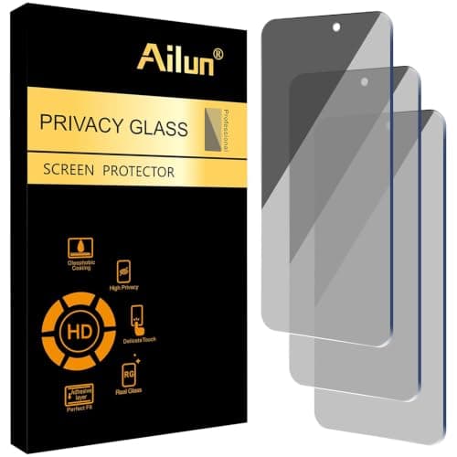 Ailun Privacy Screen Protector for iPhone 16 / iPhone 15 / iPhone 15 Pro [6.1 Inch] 3 Pack Anti Spy Private Tempered Glass Anti-Scratch Case Friendly [3 Pack][Not for iPhone 16 Pro 6.3 inch]