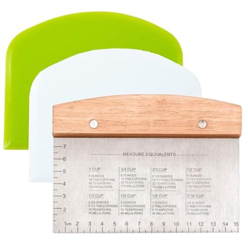 BOORIKA Dough Scraper & Bench Scraper Kitchen – Stainless Steel Sourdough Tools – Dough Cutter for Sourdough Bread, Pizza, and Flat Top Griddles – Chef Approved (Light)