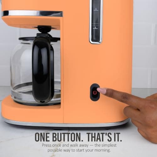 Nostalgia Classic Retro 10 Cup Coffee Maker - One-Touch Drip Brew, Reusable Filter - Anti-Drip, Auto Shutoff, & Time Display - Dishwasher Safe 50 oz Carafe - Orange — view 3