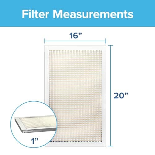 Filtrete 16x20x1 Air Filter MERV 5, 6-Pack AC Furnace HVAC, MPR 300 Basic Dust Defense, Pleated Electrostatic, Removes Lint
