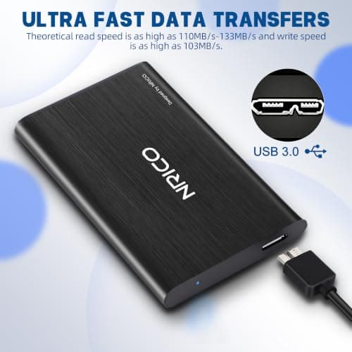 NRICO Ultra Slim 320GB Portable External Hard Drive USB3.0 HDD Storage Compatible for PC, Desktop, Laptop,Mac,PS4, Xbox one (Black, 320, GB) — view 5