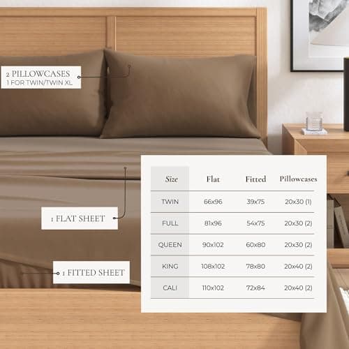 Great Bay Home Flannel Sheet Set Full Size - 100% Turkish Cotton, Double-Brushed, Winter Bed Sheets - Ultra-Soft, Cozy, 4-Piece Rustic Bedding Set (Dark Taupe) — view 4
