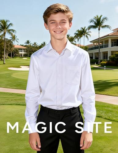 MagicSite Boys White Button Down Dress Shirt with Tie Little Kids Long Sleeve Button Up Shirt Size 10 for Big Boy