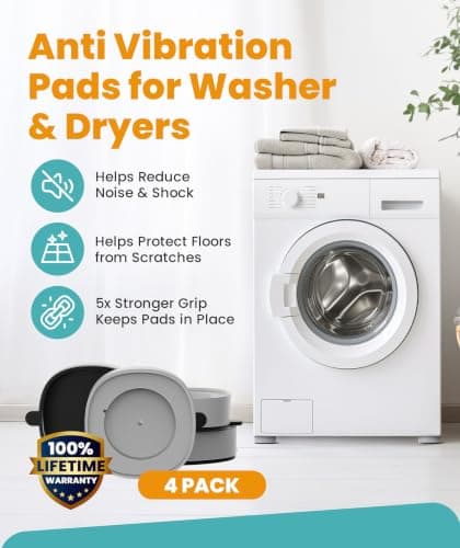 Flux Phenom Anti Vibration Pads for Washing Machine, Rubber Feet, 4 Pack