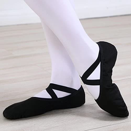 s.lemon Ballet Shoe,Cotton Canvas Split Sole Yoga Gymnastics Ballet Dance Slipper for Kids Women SF Black 36 — view 2
