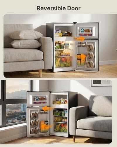 Upstreman 3.1 Cu.Ft Mini Fridge with Freezer, Double Door Small Refrigerator, Adjustable Thermostat, Energy Star Certified Low Noise Mini Refrigerator for Bedroom, Dorm, Apartment Black-TM31 — view 7