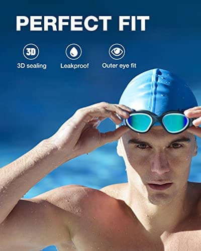 ZIONOR Swimming Goggles G1 Polarized Swim Goggles UV Protection Watertight Anti-Fog Adjustable Strap Comfort fit for Unisex Adult Men and Women-White Frame Gold Lens — view 2