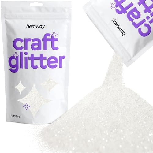 Hemway Craft Glitter White Iridescent 100g Ultrafine Glitter for Crafts