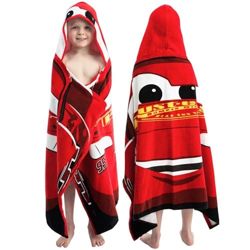 Disney Cars Boys Towel, Lightning McQueen Swimming Towel for The Pool, Wearable Beach Towels, Wrap Bath Towels, Red One Size