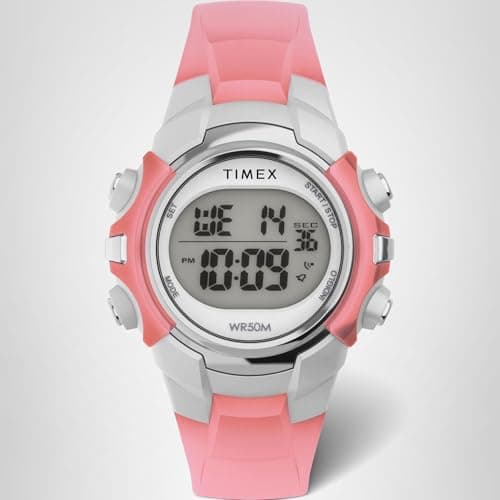 Timex Men's Digital 33mm Watch - Pink Strap Digital Dial Silver-Tone Case — view 5