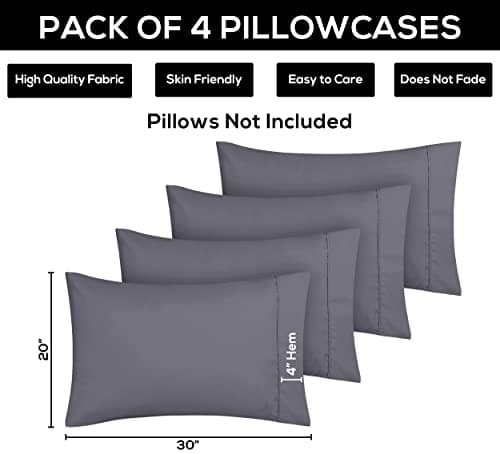 Utopia Bedding Queen Pillow Cases - 4 Pack - Envelope Closure - Soft Brushed Microfiber Fabric - Shrinkage and Fade Resistant Pillow Covers Queen Size 20 X 30 Inches (Queen, Grey) — view 2